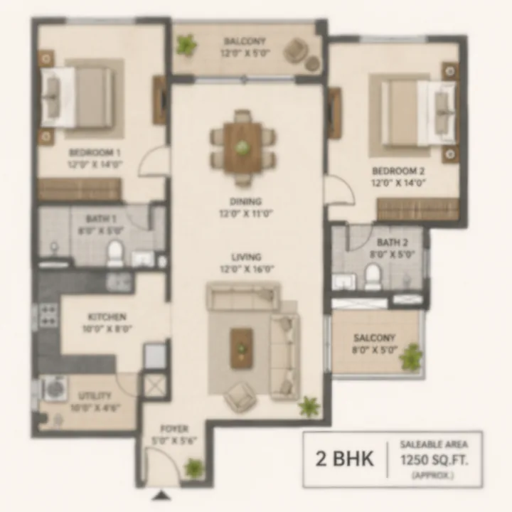 NVT Sarjapur–Attibele 2 BHK floor plan layout NVT Sarjapur–Attibele 2 BHK floor plan layout