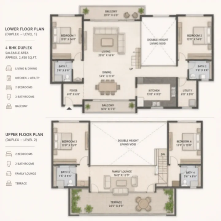 NVT Sarjapur–Attibele 4 BHK duplex floor plan layout NVT Sarjapur–Attibele 4 BHK duplex floor plan layout